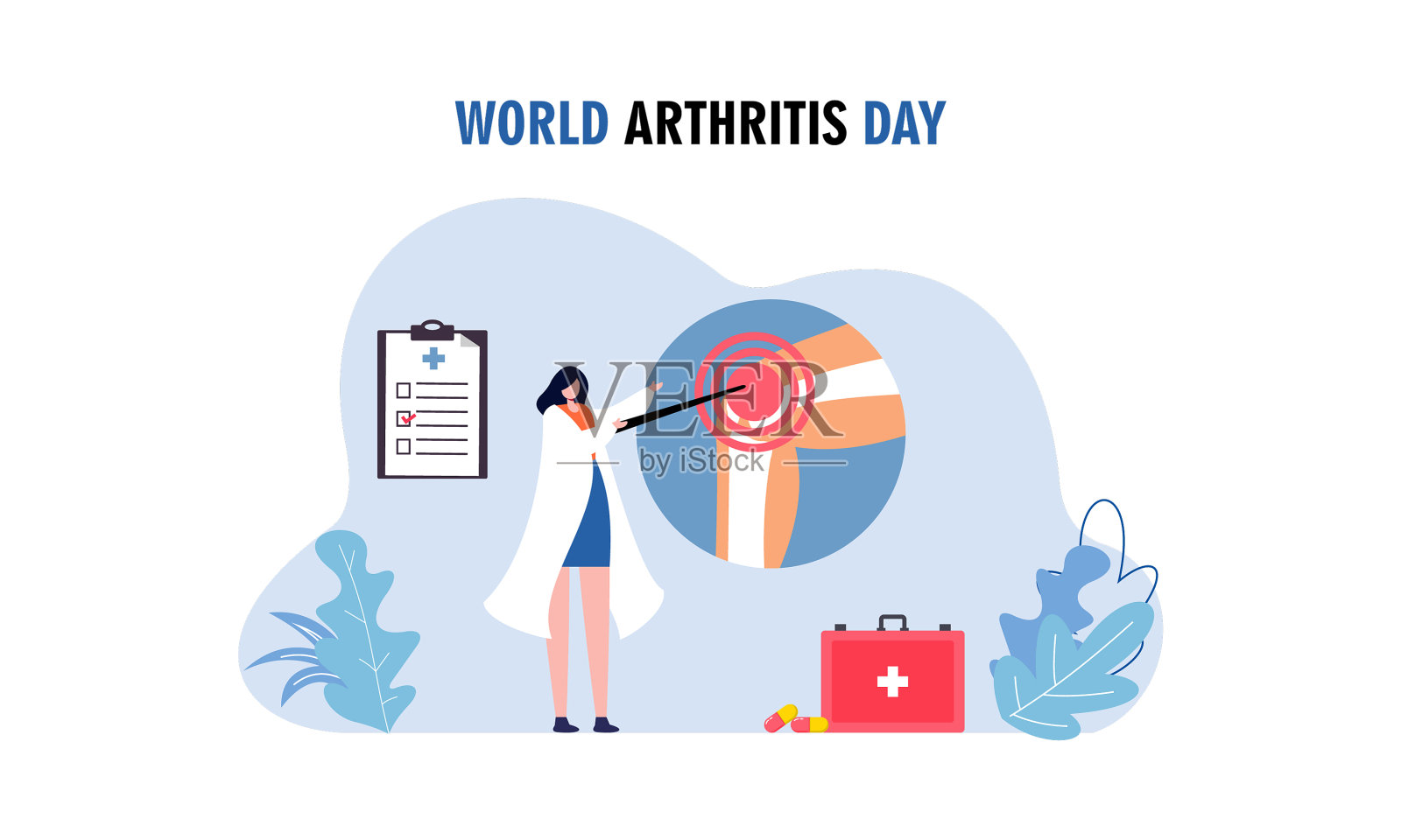 扁平世界关节炎日背景插画图片素材