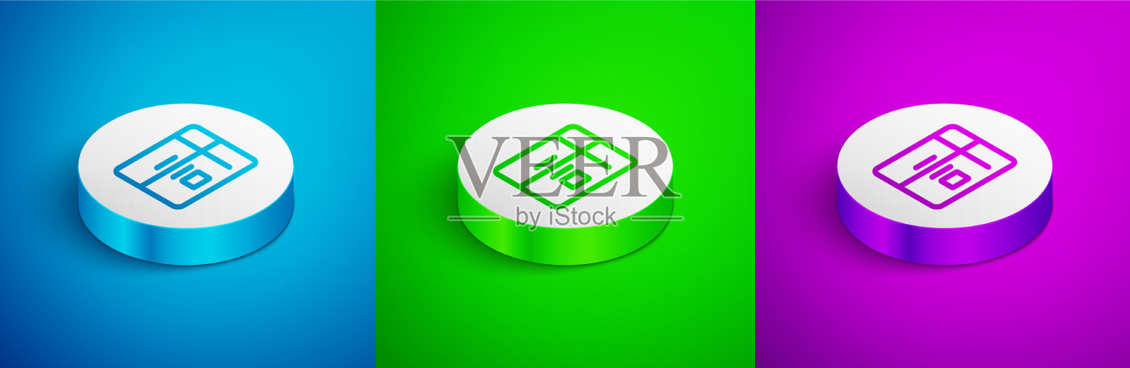 等距线冰箱图标隔离在蓝色图标素材