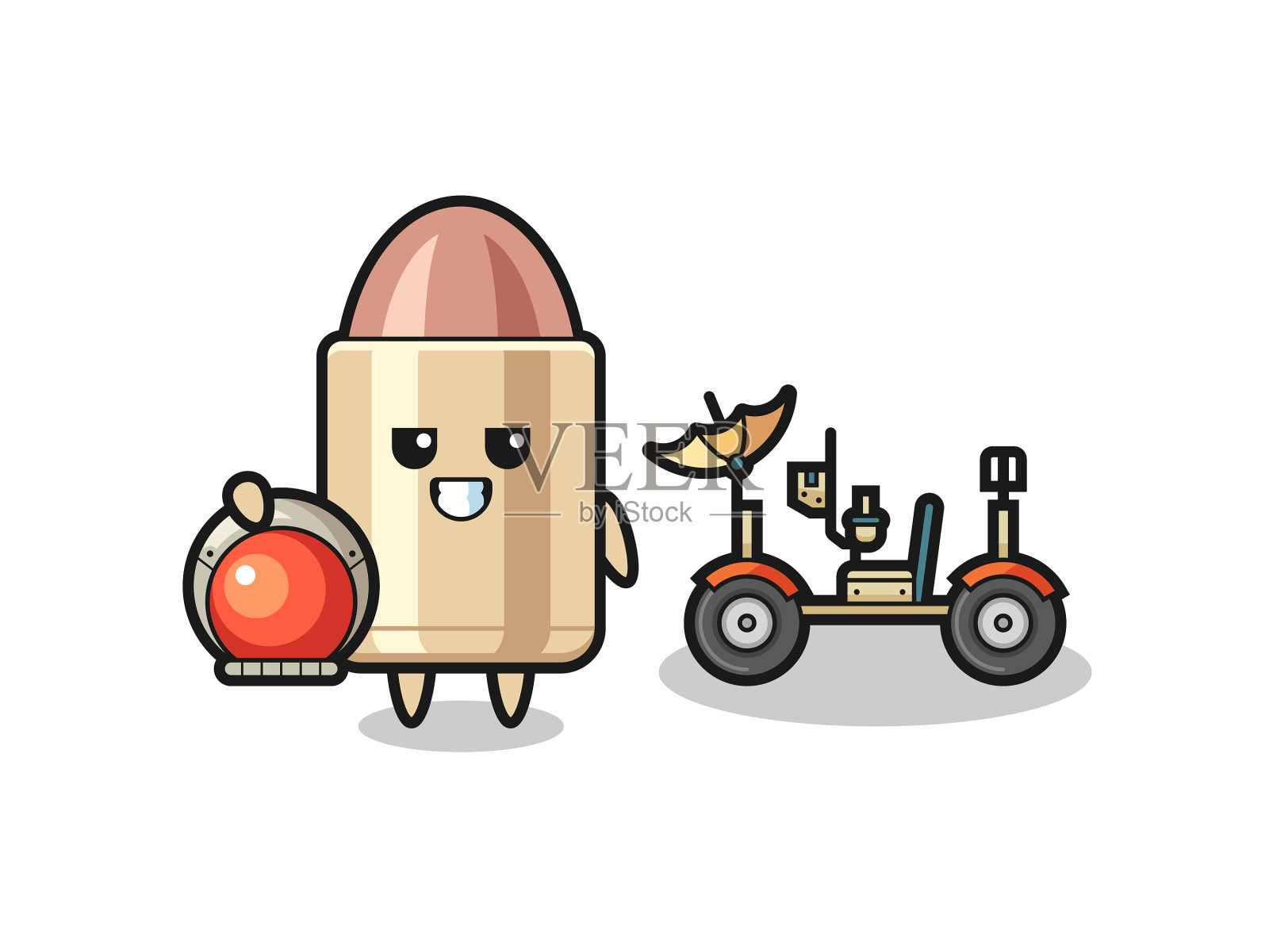 可爱的子弹宇航员与月球车设计元素图片