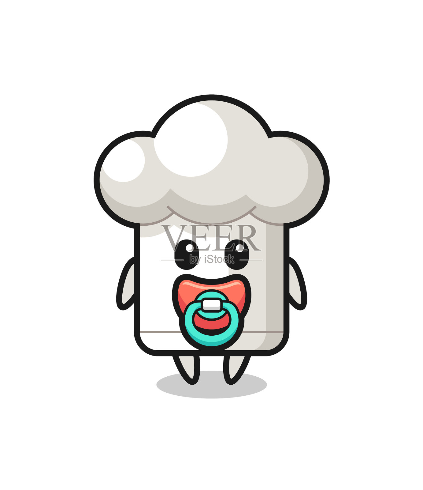 婴儿厨师帽卡通人物与奶嘴插画图片素材