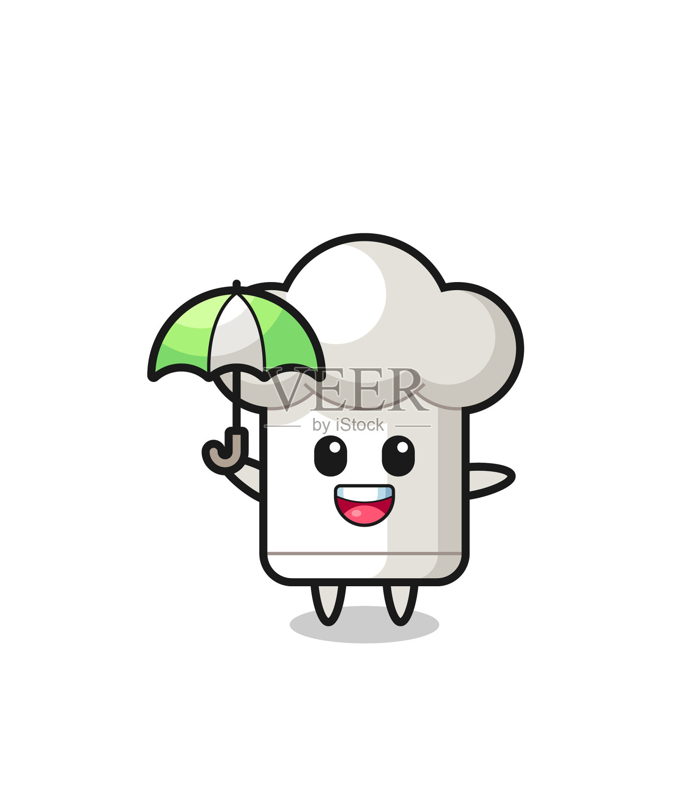 可爱的厨师帽，撑着伞设计元素图片