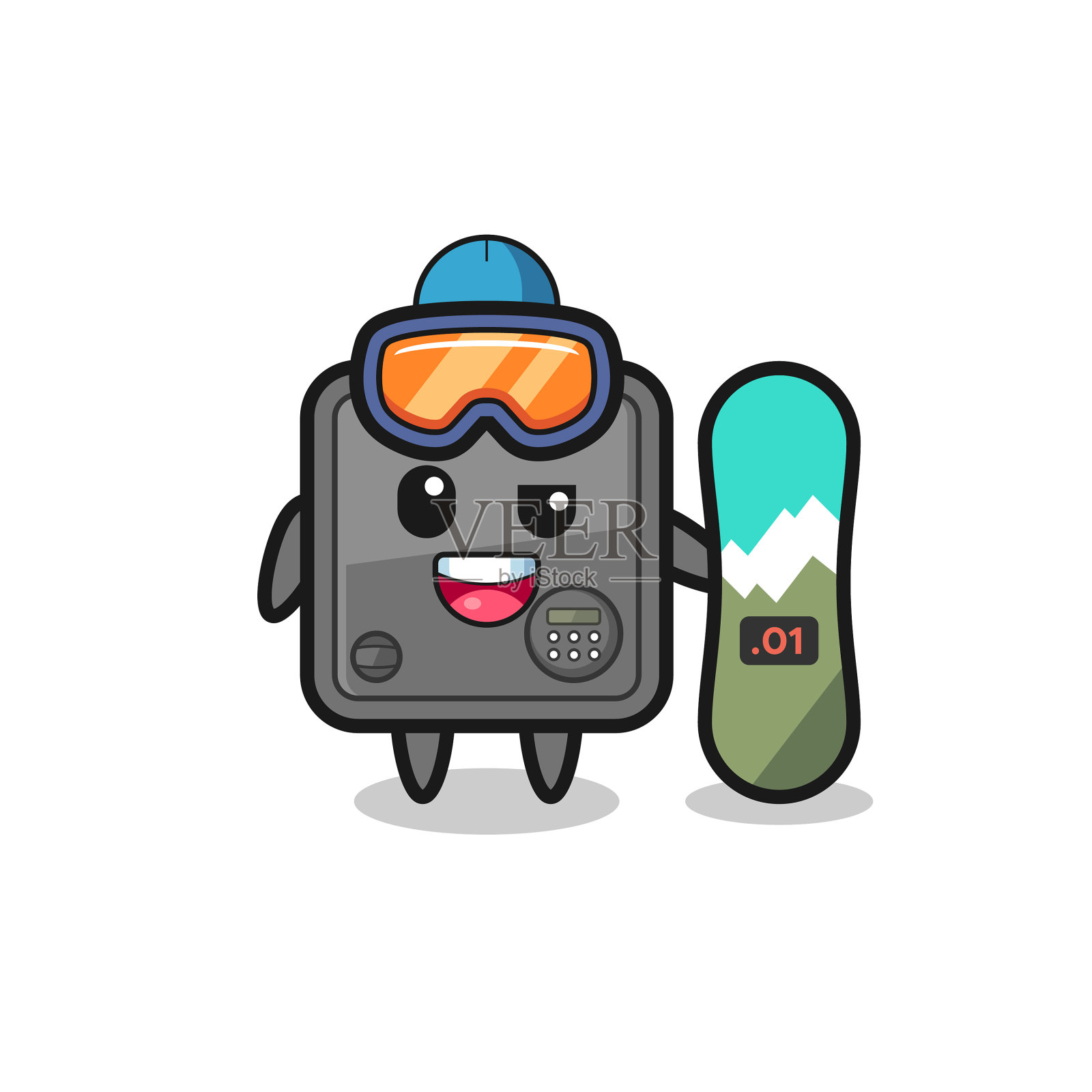 具有滑雪板风格的保险箱设计元素图片