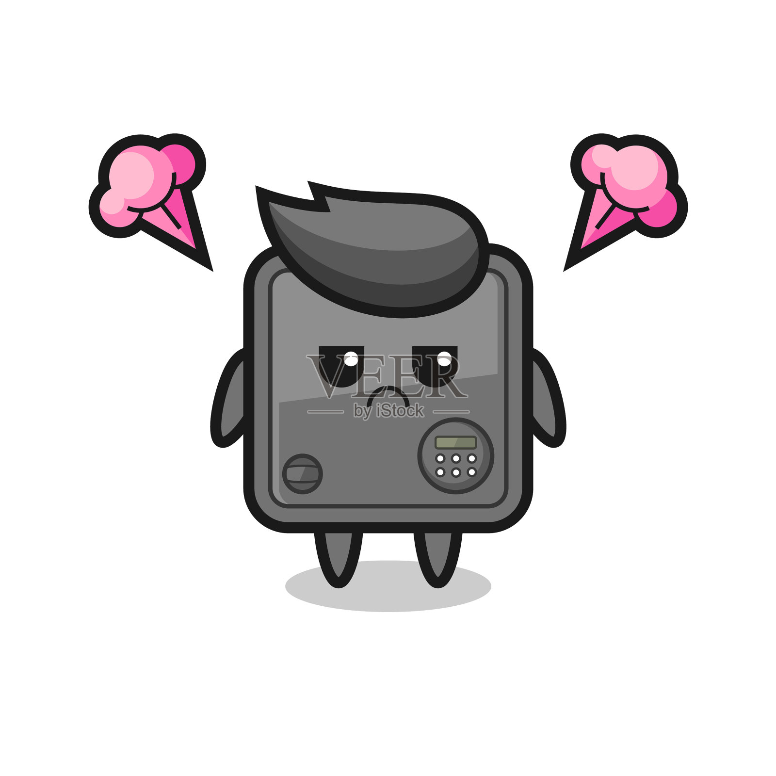 可爱的保险柜卡通的恼怒表情设计元素图片