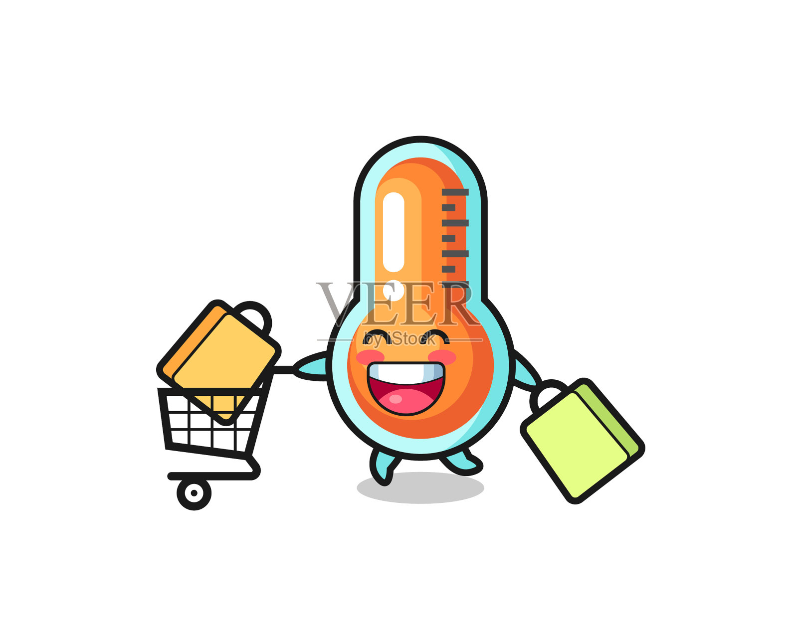 黑色星期五和可爱的温度计吉祥物插画图片素材