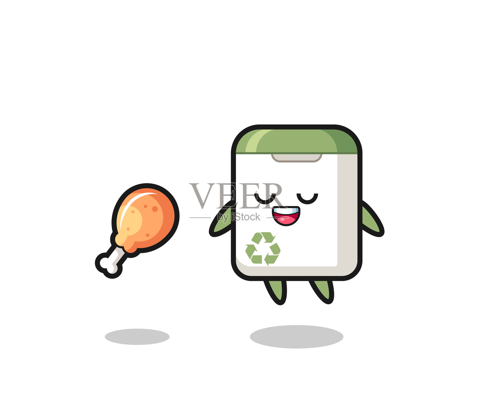 可爱的垃圾桶漂浮而动心插画图片素材