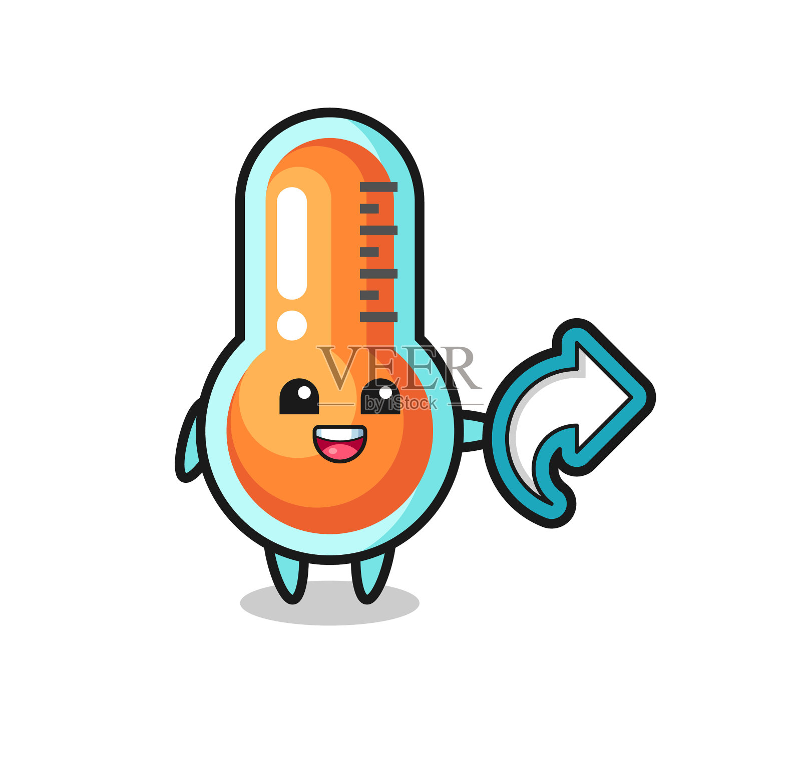 可爱的温度计持有社交媒体分享符号插画图片素材