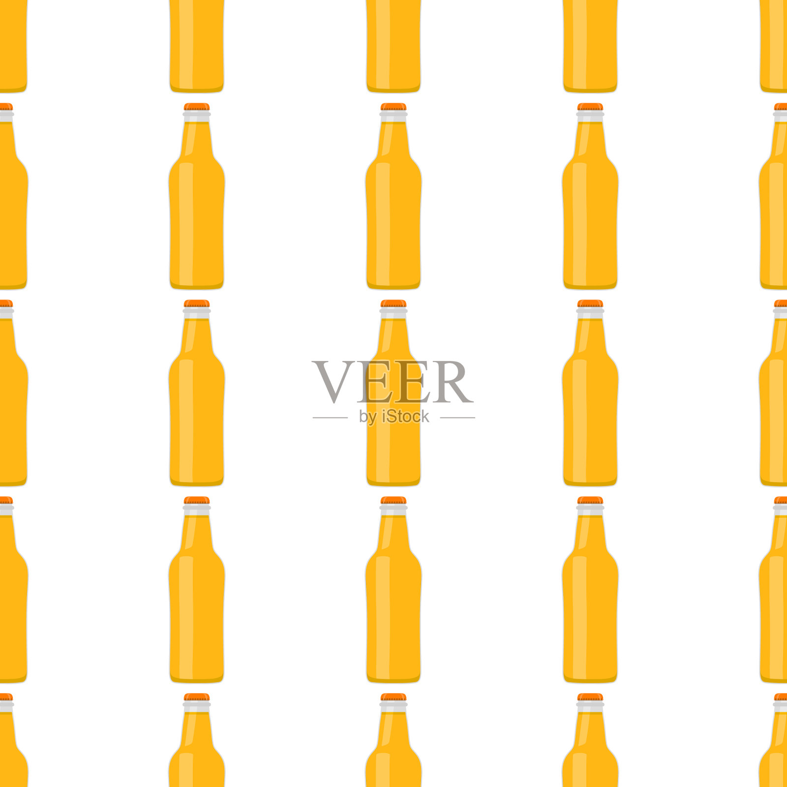 主题无缝啤酒玻璃瓶盖插画图片素材