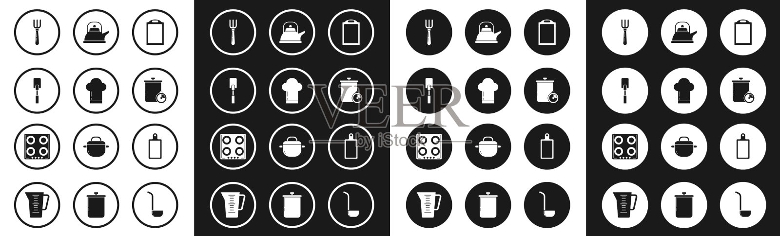 准备切菜板、厨师帽、铲、叉图标素材