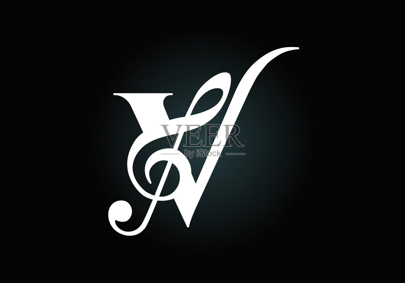 带有音符的首字母字母插画图片素材