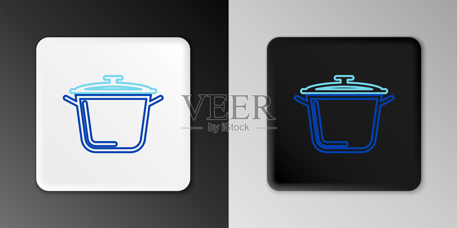 线烹饪锅图标孤立在灰色背景图标素材