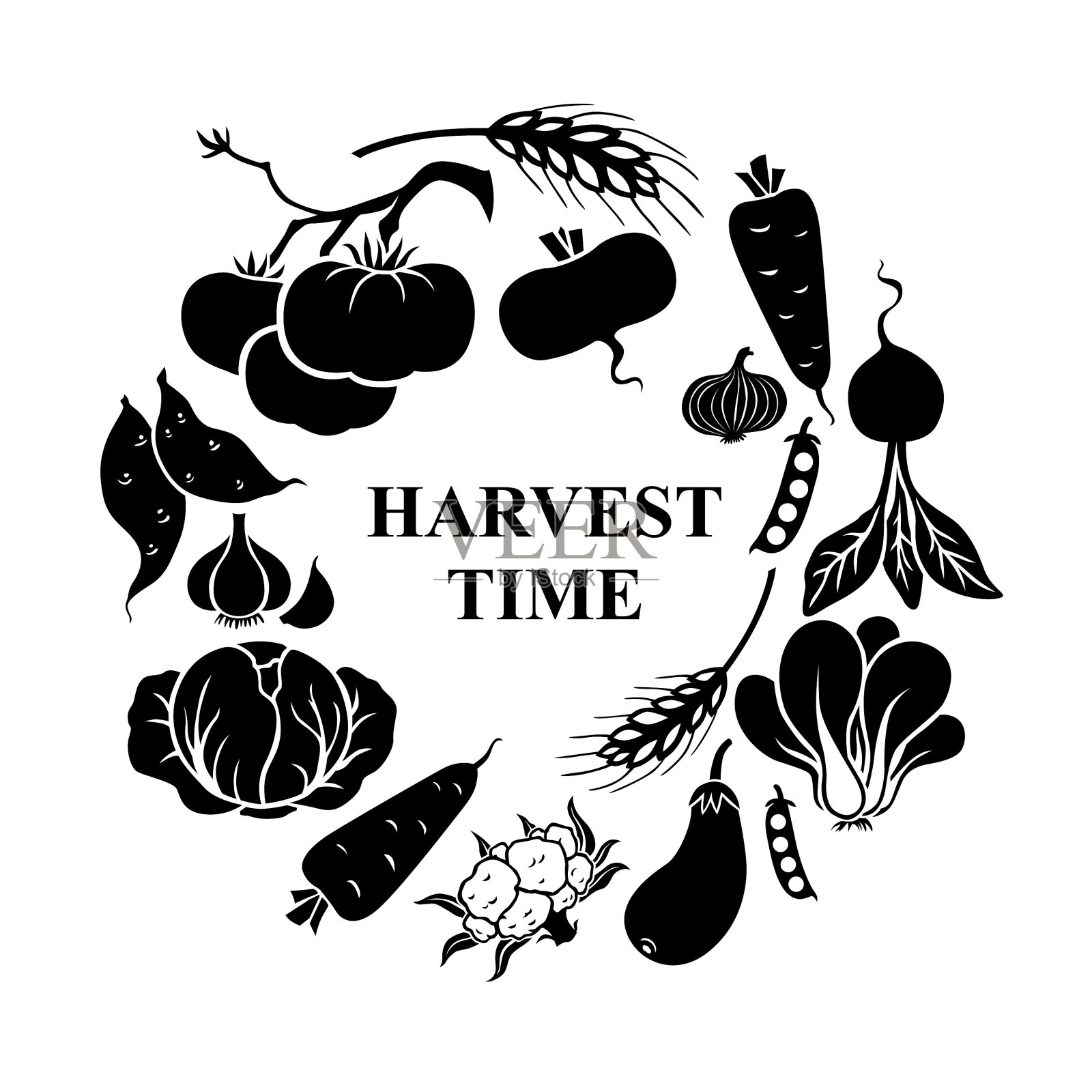 丰收季节问候图标插画图片素材