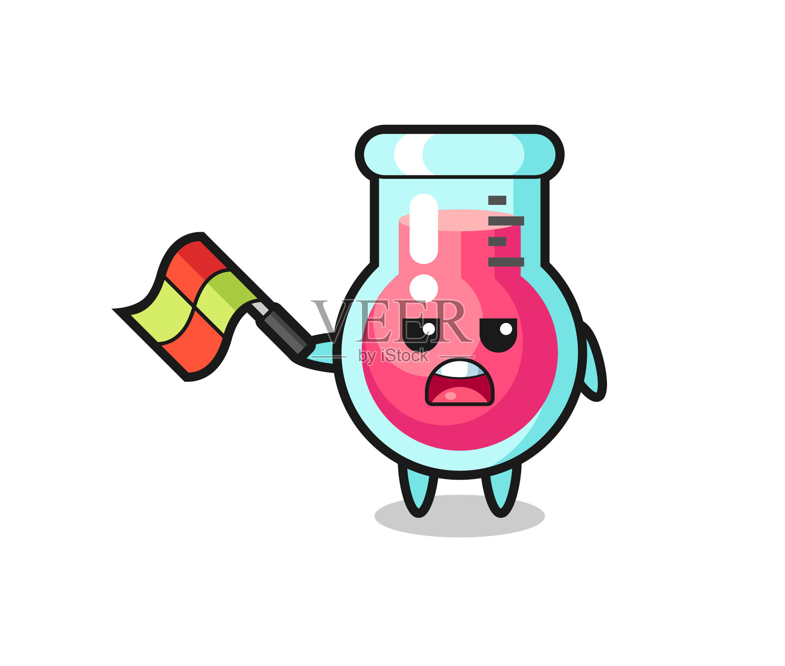 实验室烧杯卡通为线，裁判手持设计元素图片