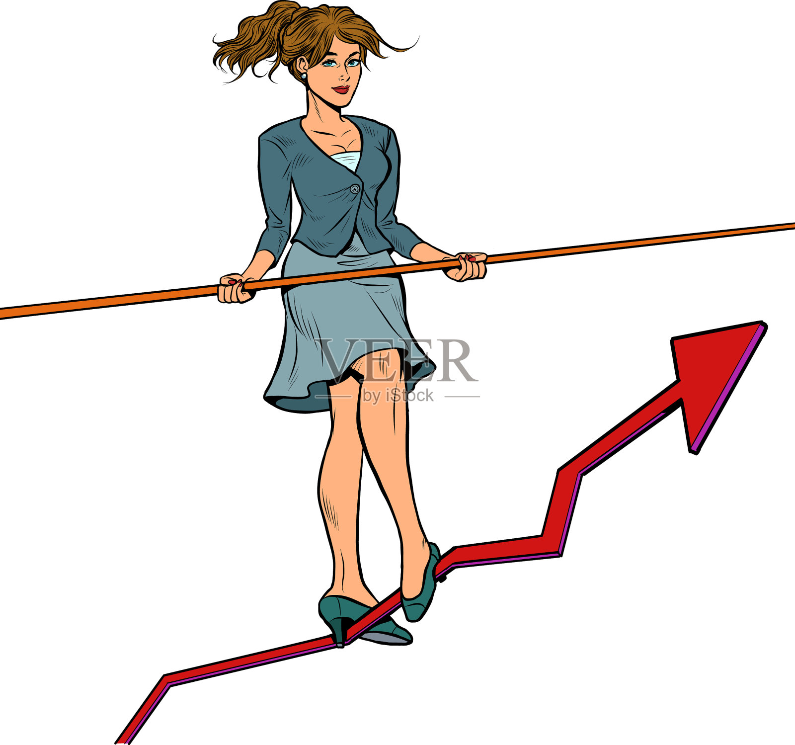 女商人杂技演员的成长计划插画图片素材