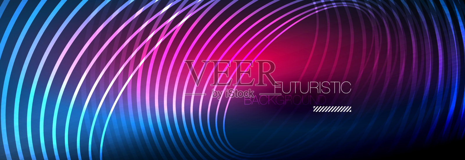 暗抽象背景与发光的霓虹灯圈插画图片素材