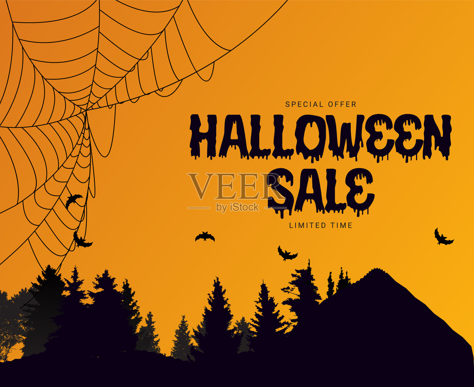 快乐万圣节商店现在海报模板上设计模板素材