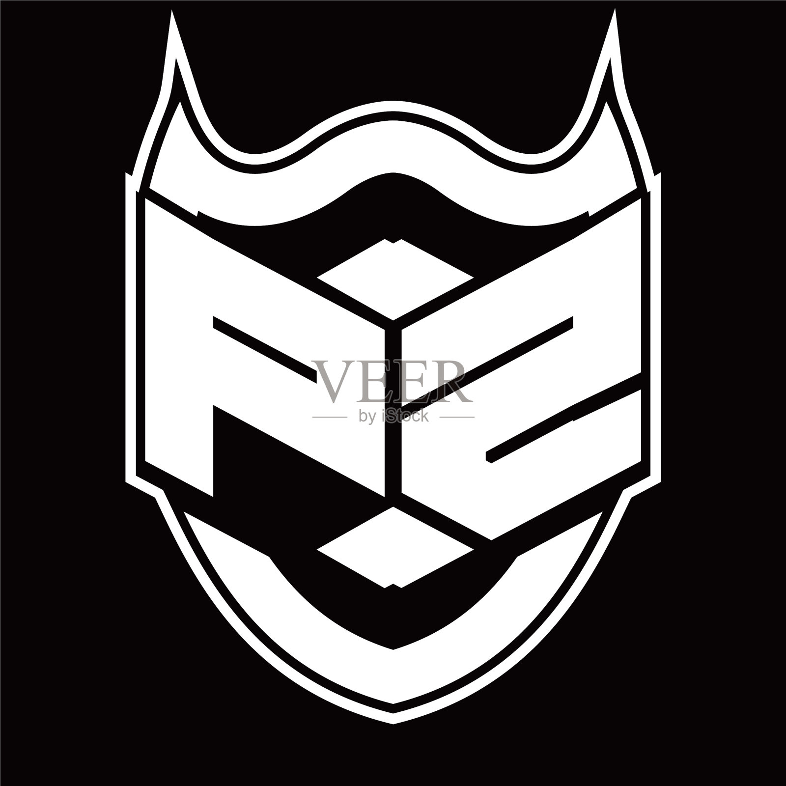 Pz标志字母组合设计与屏蔽隔离插画图片素材