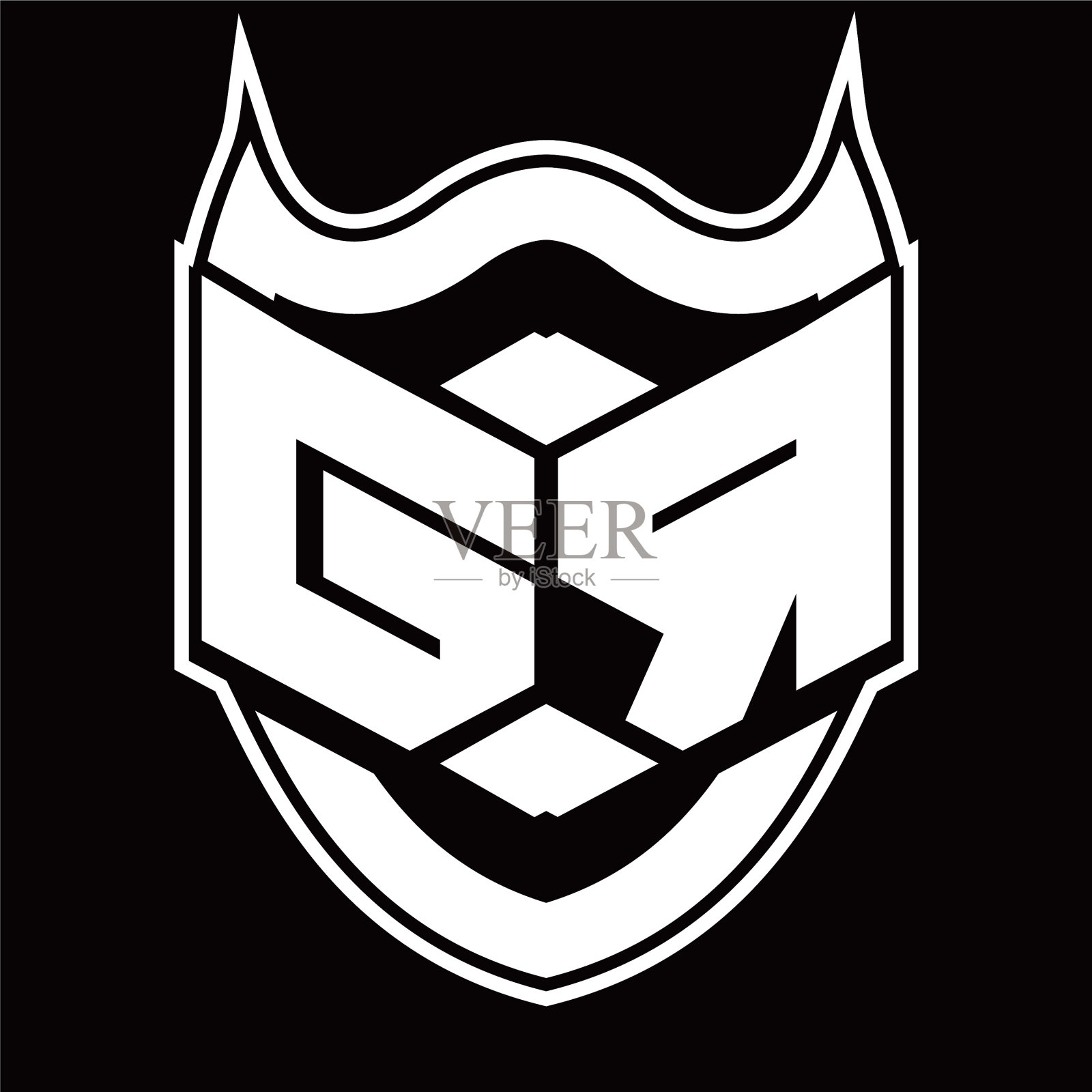 Gr标志字母设计与屏蔽隔离插画图片素材