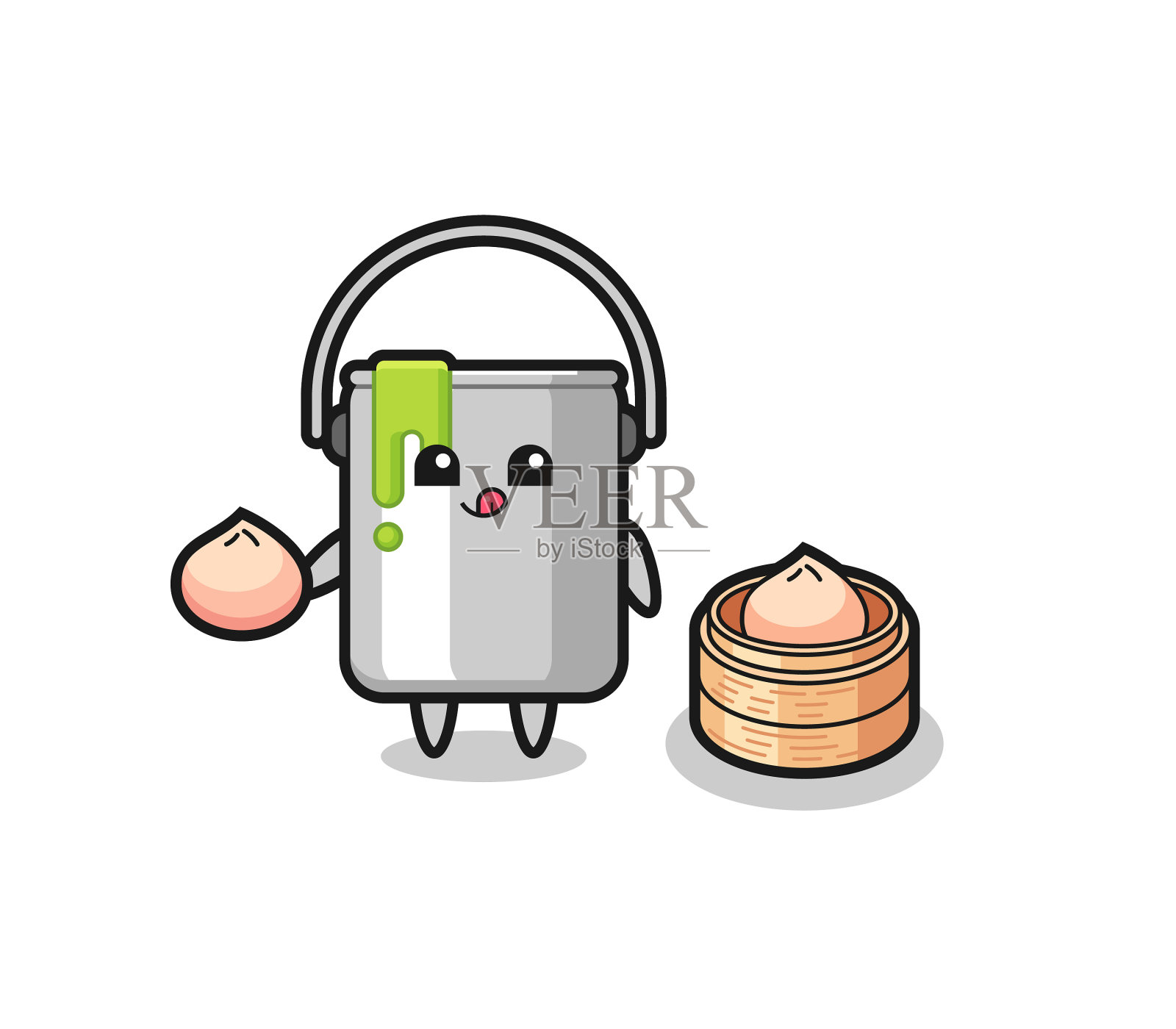 可爱的油漆锡字吃馒头设计元素图片