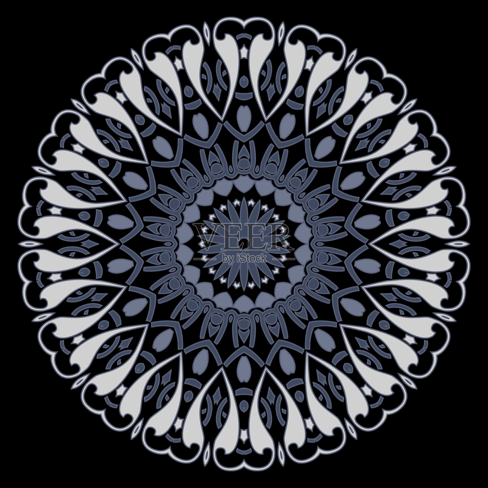 花圆曼陀罗图案抽象美丽插画图片素材