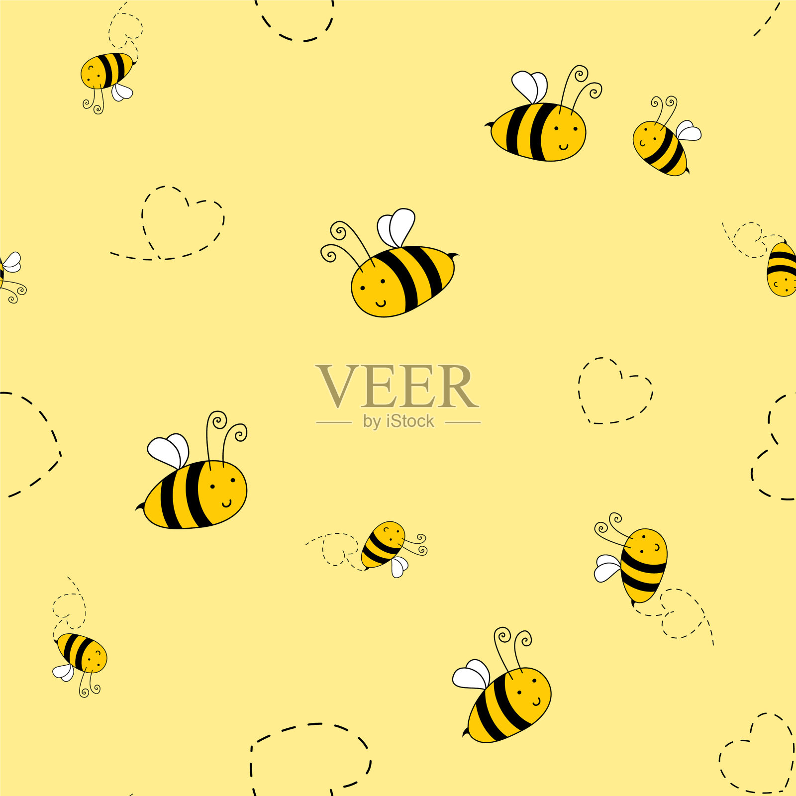 蜜蜂可爱无缝模式背景为孩子插画图片素材