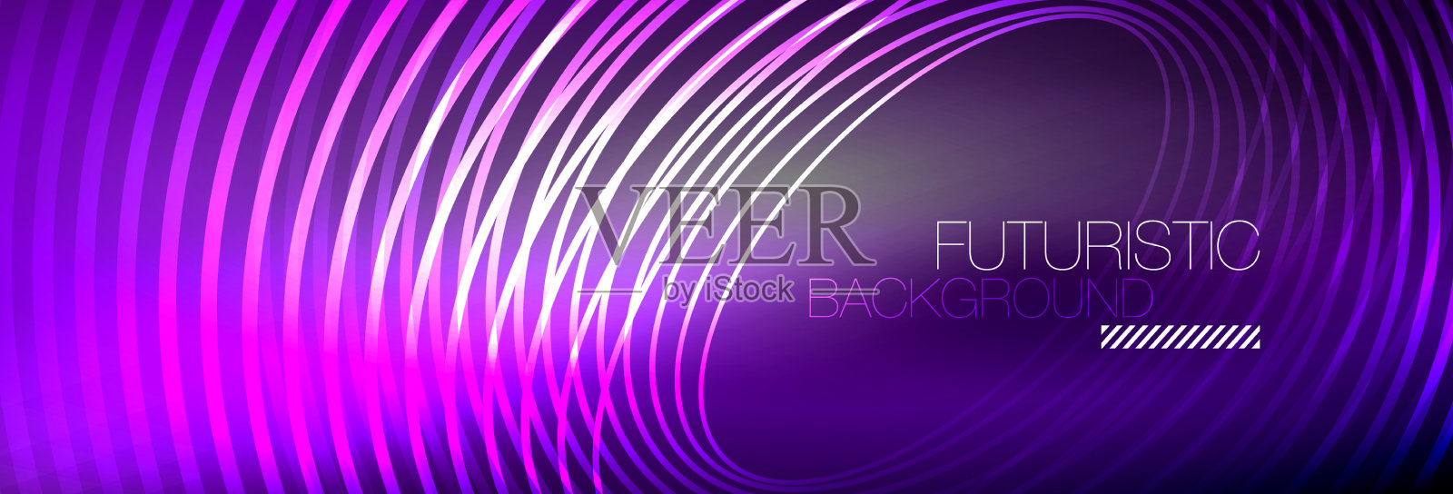 暗抽象背景与发光的霓虹灯圈插画图片素材