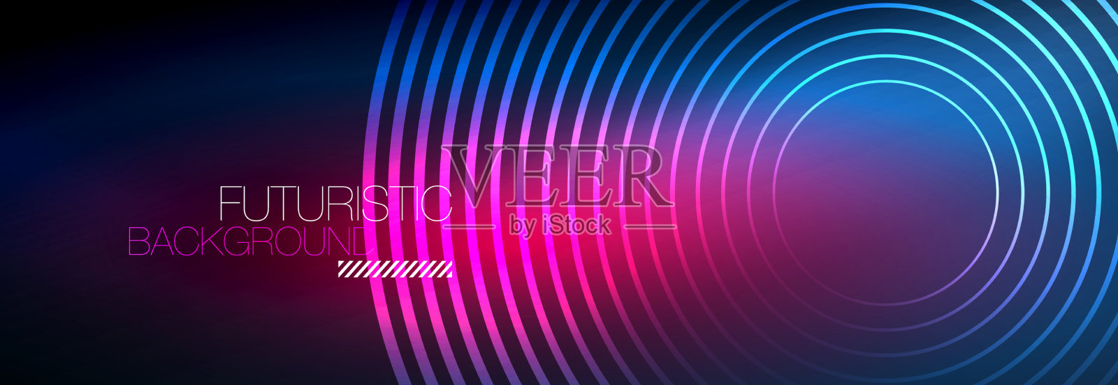 暗抽象背景与发光的霓虹灯圈插画图片素材