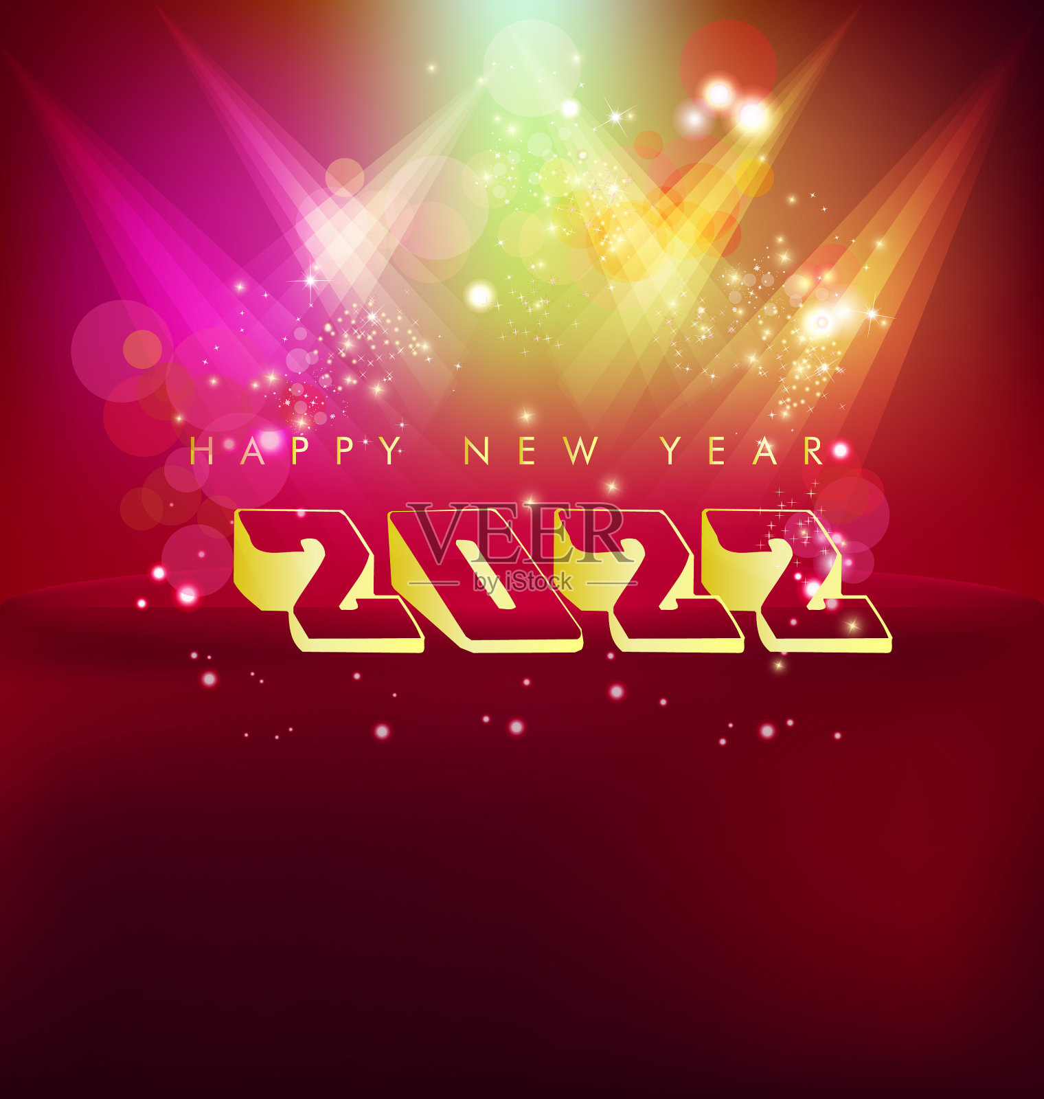 新年快乐2022背景金光闪闪插画图片素材
