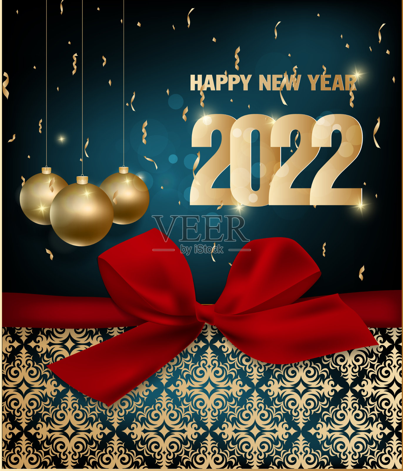 新年快乐2022背景金光闪闪插画图片素材