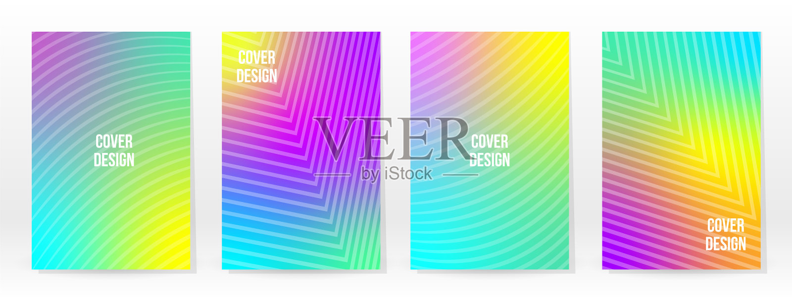 最小海报粉彩软彩虹梯度设置插画图片素材