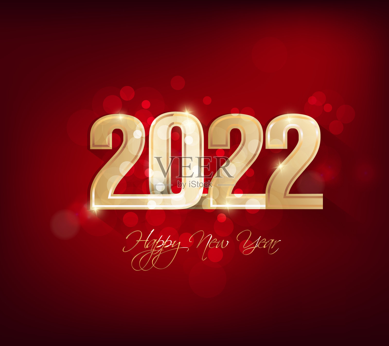 新年快乐2022背景金光闪闪插画图片素材