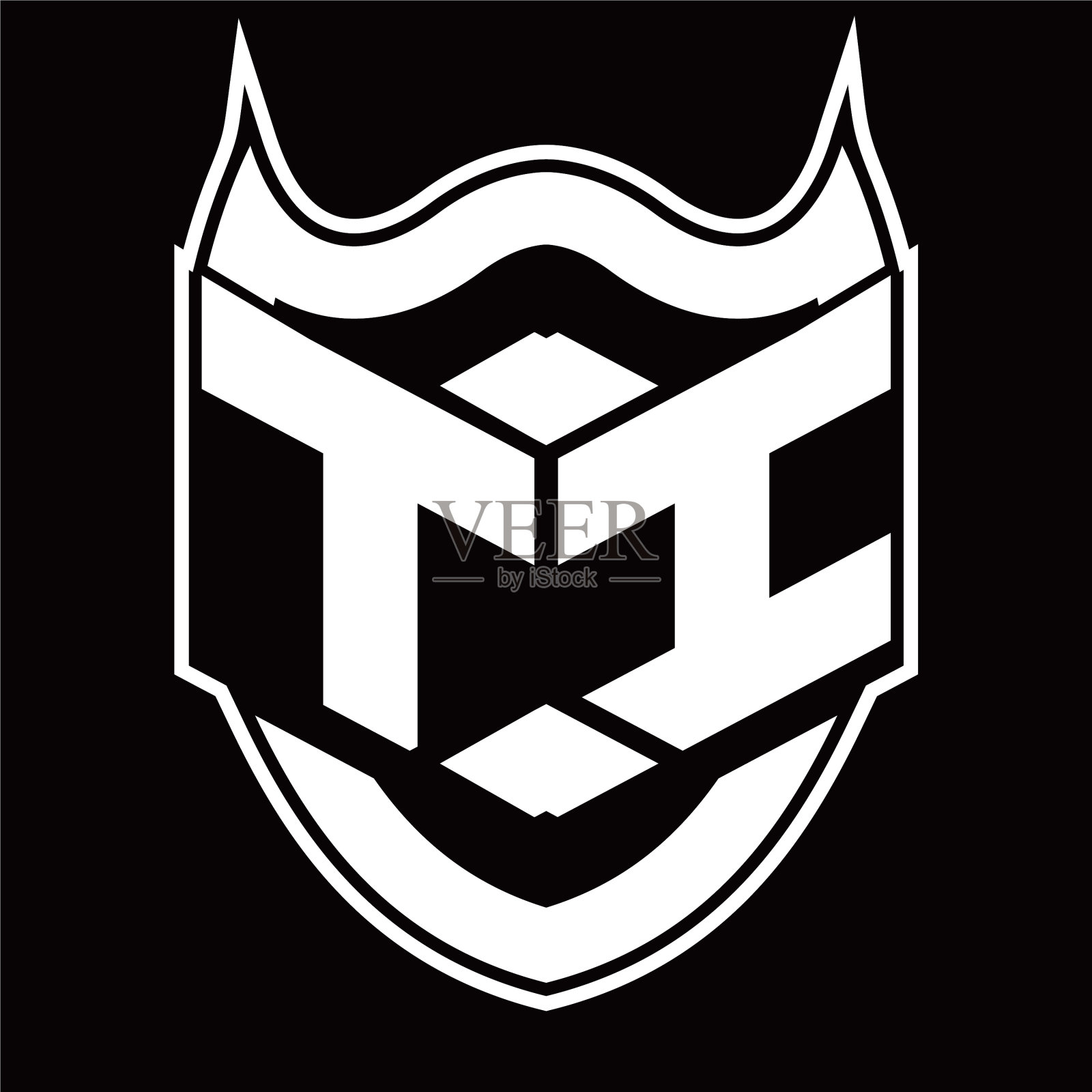 Ti标志的字母组合设计与屏蔽隔离插画图片素材