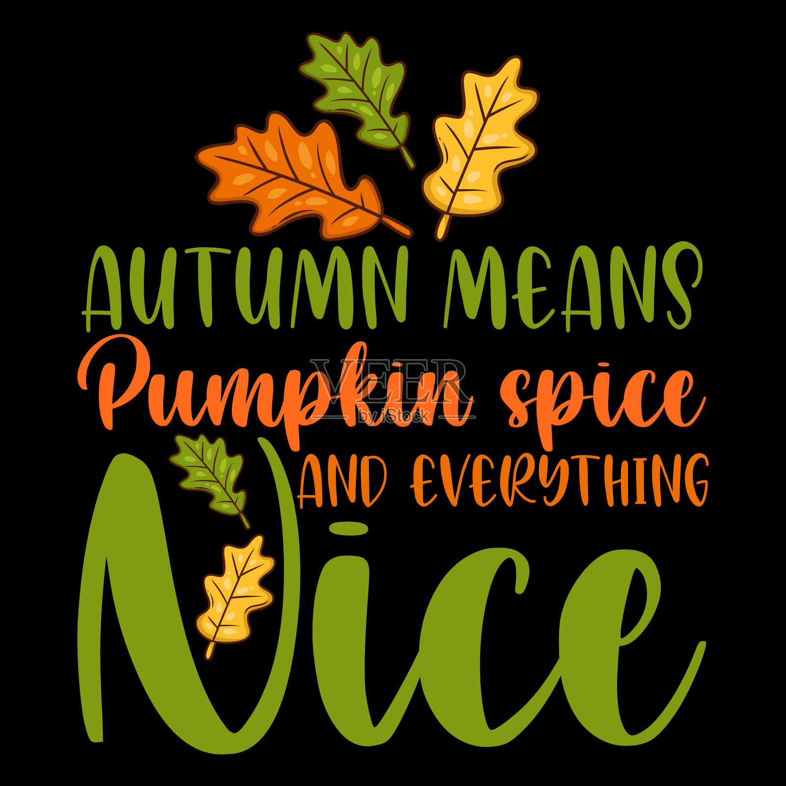 秋天意味着南瓜香料和一切美好的事物插画图片素材