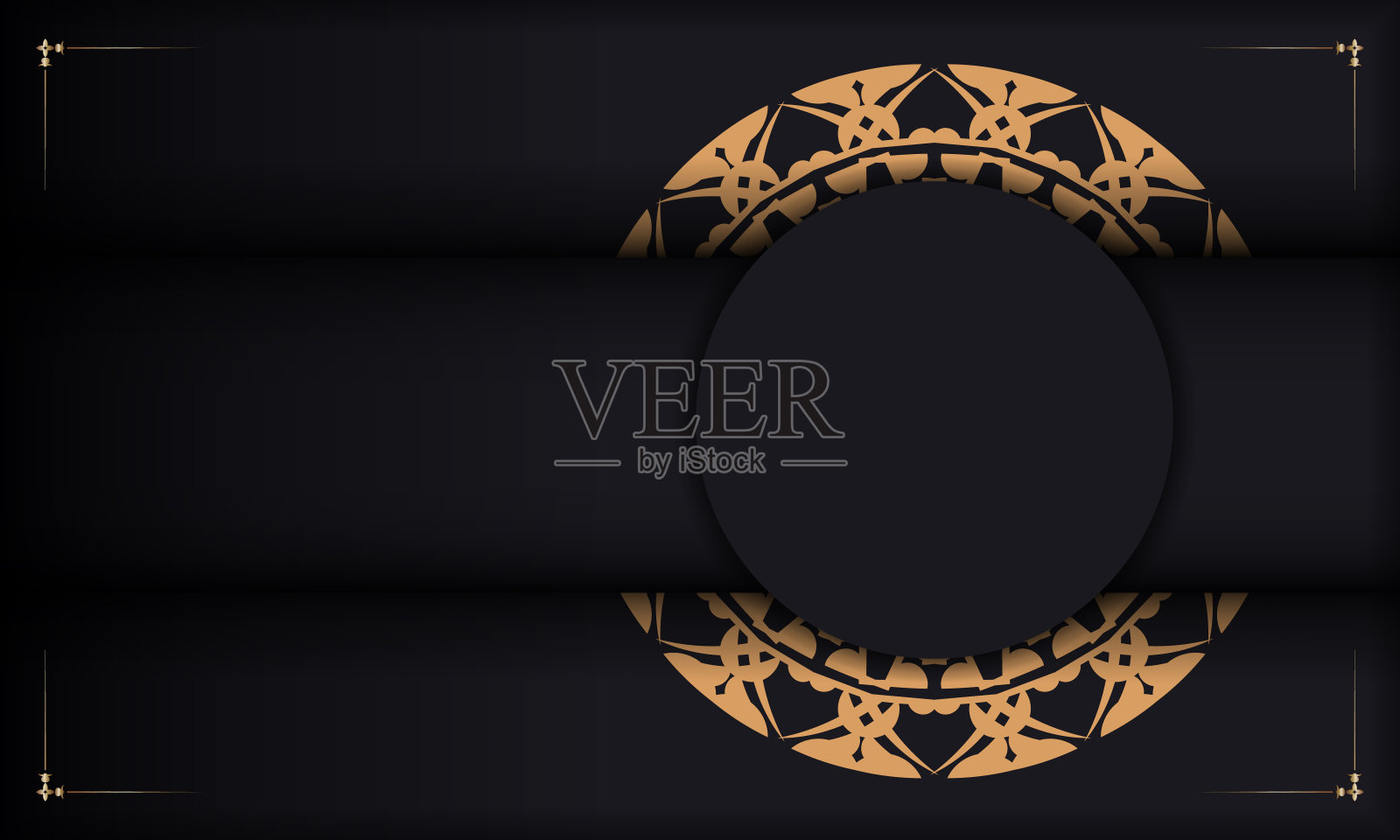 黑色旗帜与豪华的棕色装饰和空间的标志或文字插画图片素材