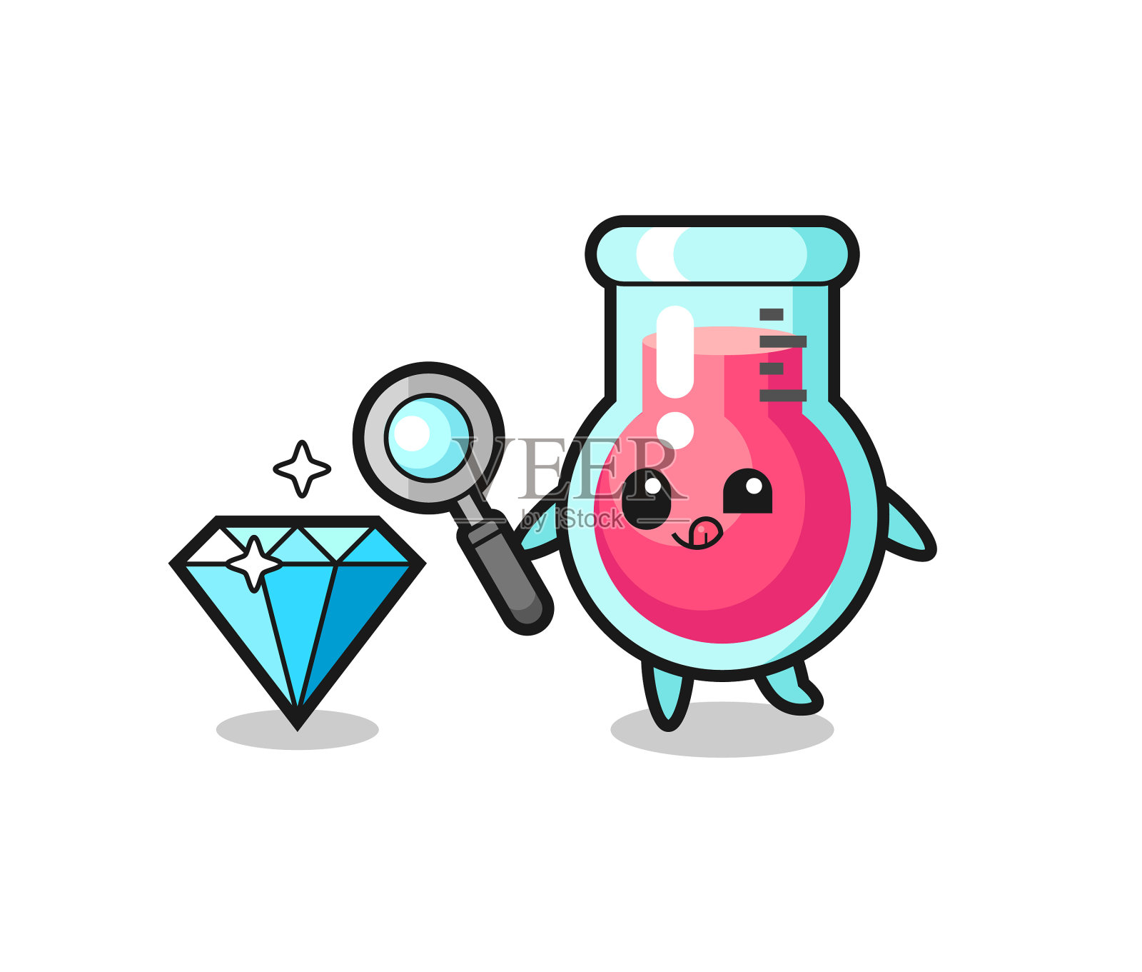 实验室烧杯吉祥物正在检查设计元素图片