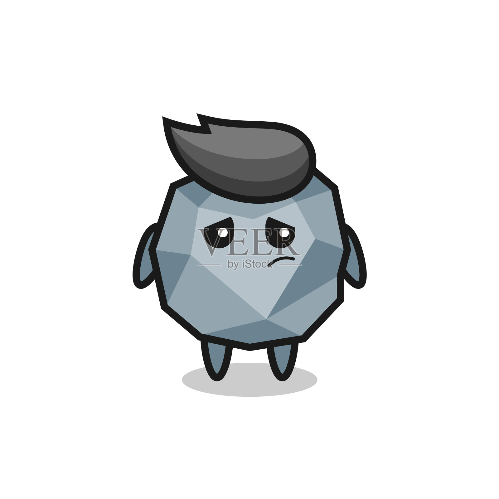 石头卡通人物的懒手势插画图片素材