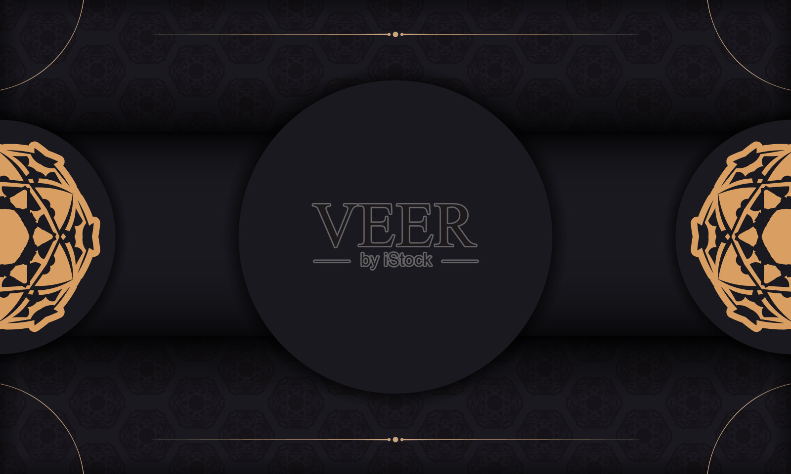 横幅在黑色与豪华的橙色图案和一个地方为您的文本插画图片素材