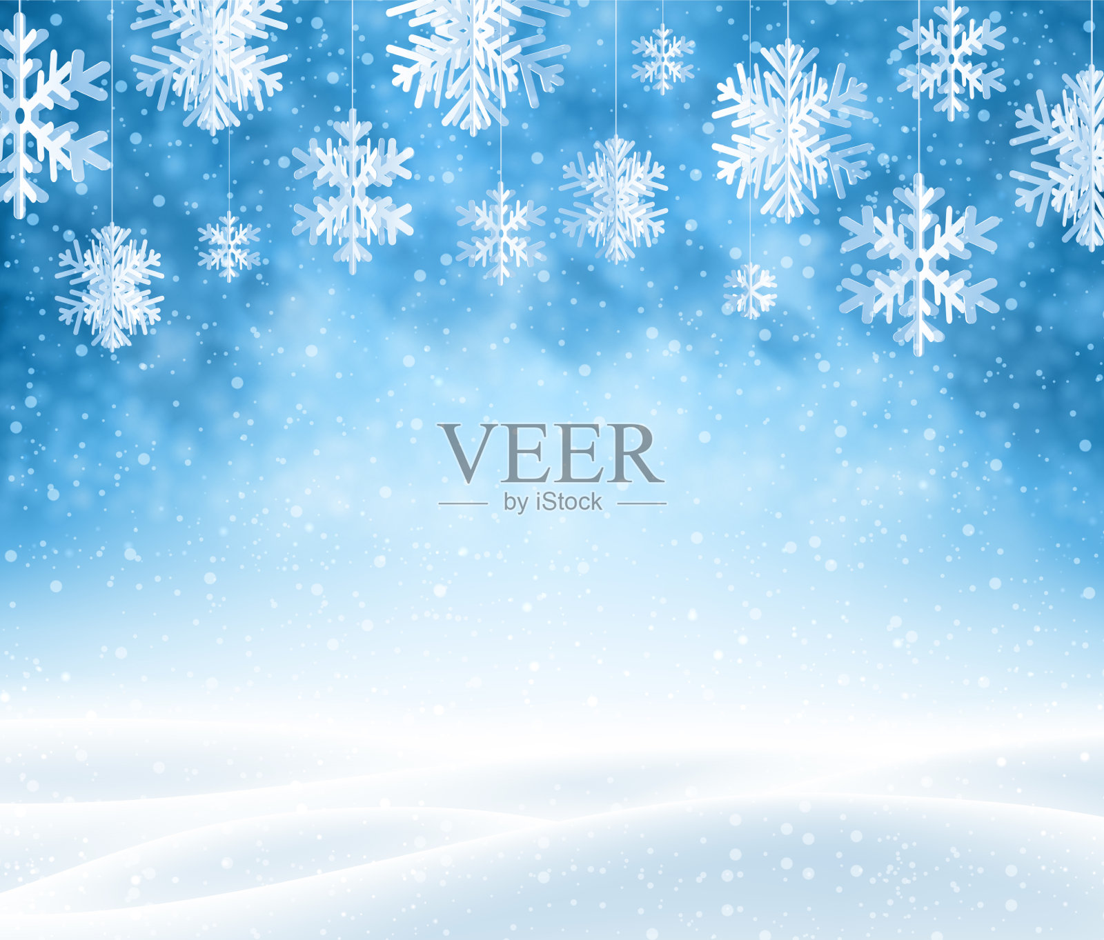 冬天的背景与雪堆和雪花插画图片素材