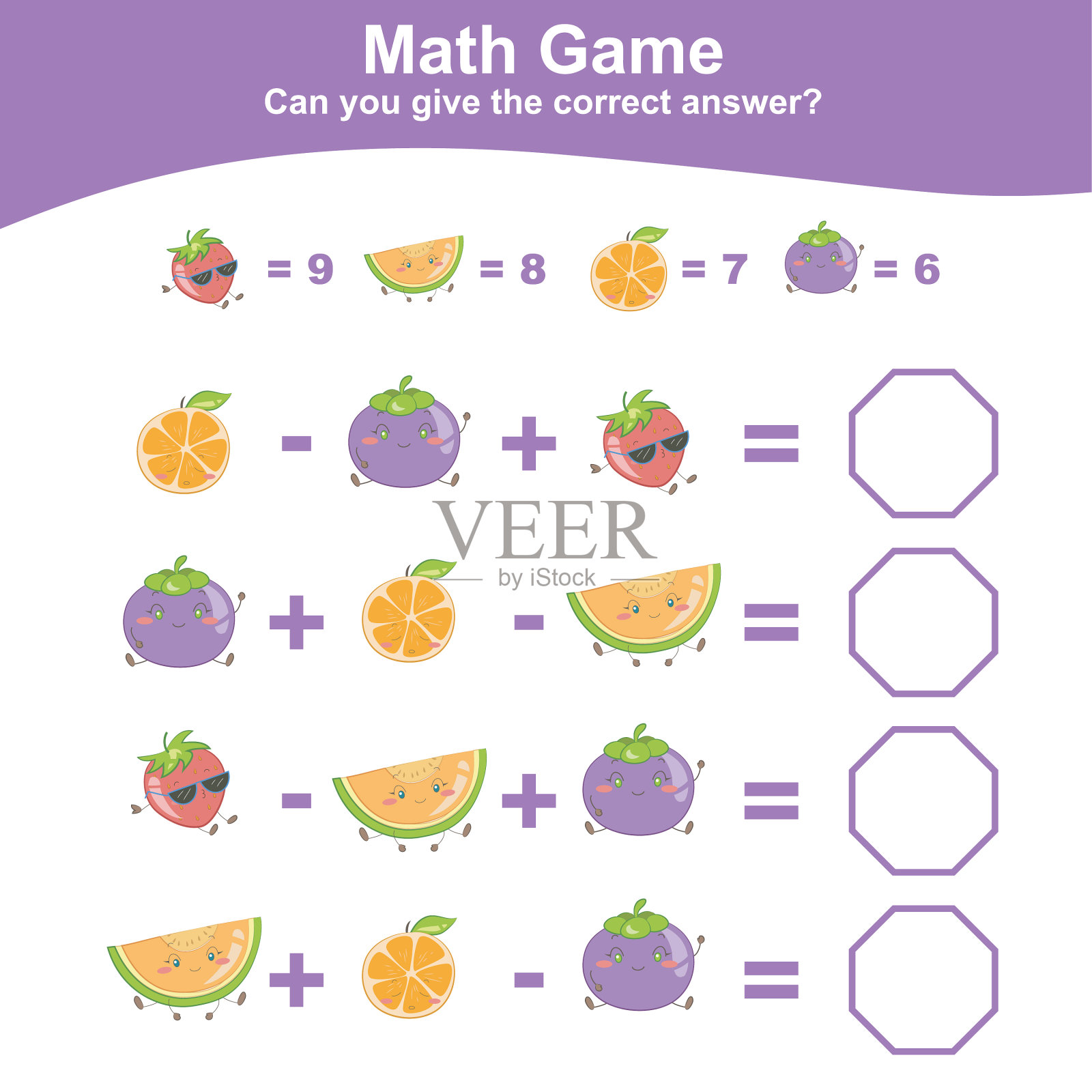 给孩子们的水果数数学作业插画图片素材