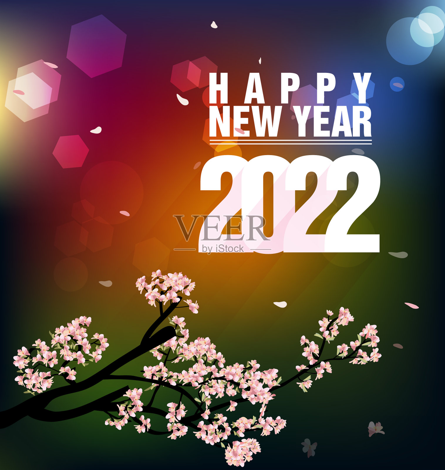 新年快乐2022背景金光闪闪插画图片素材