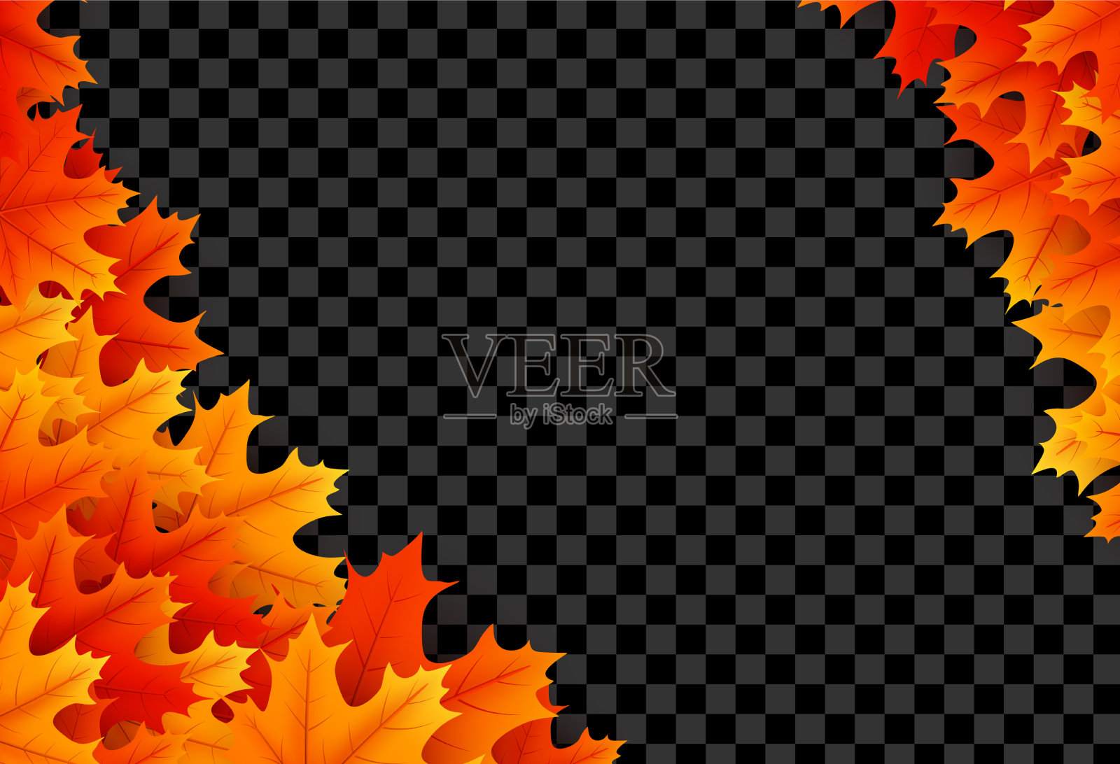 秋天金灿灿的枫叶角框插画图片素材