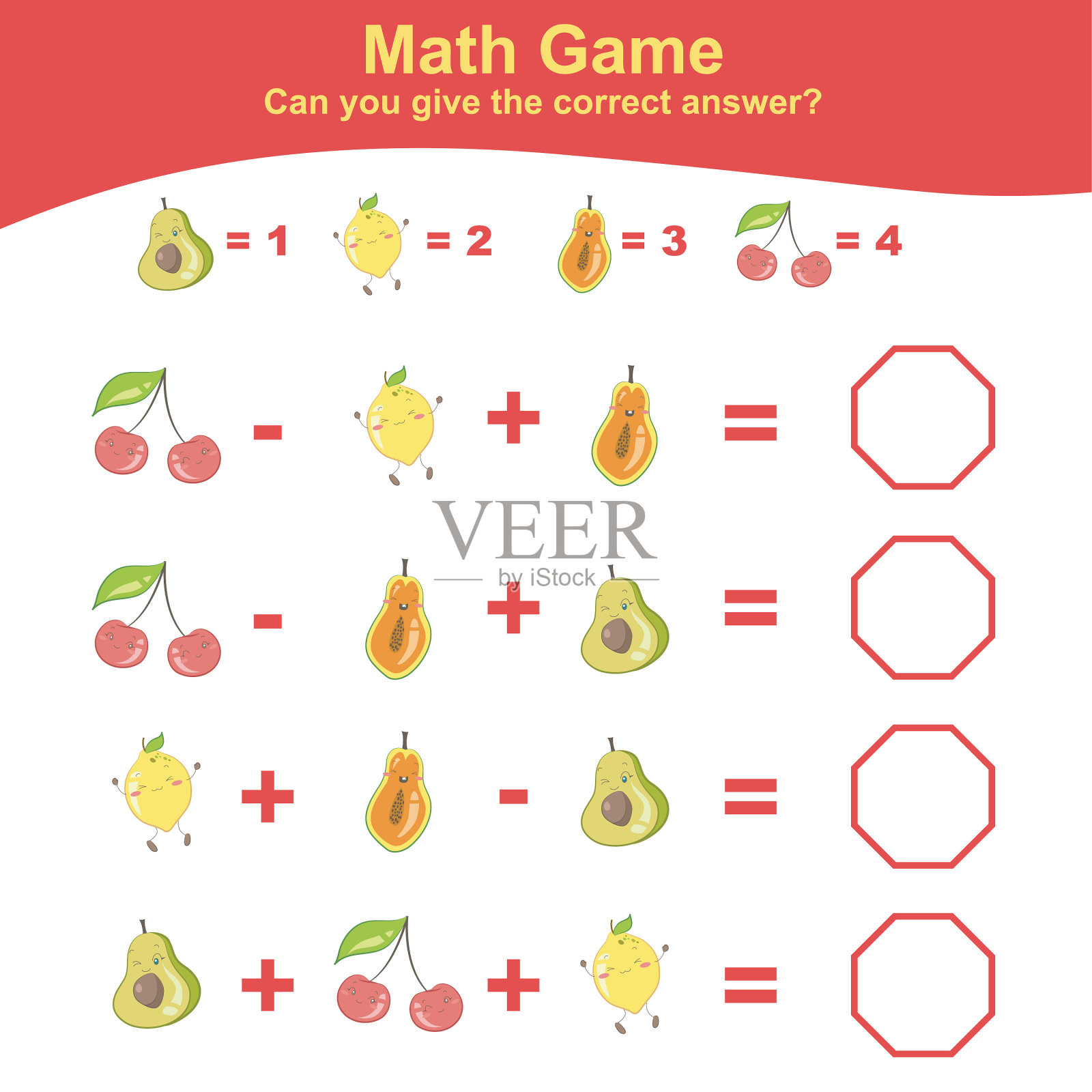 学前水果数数学作业插画图片素材