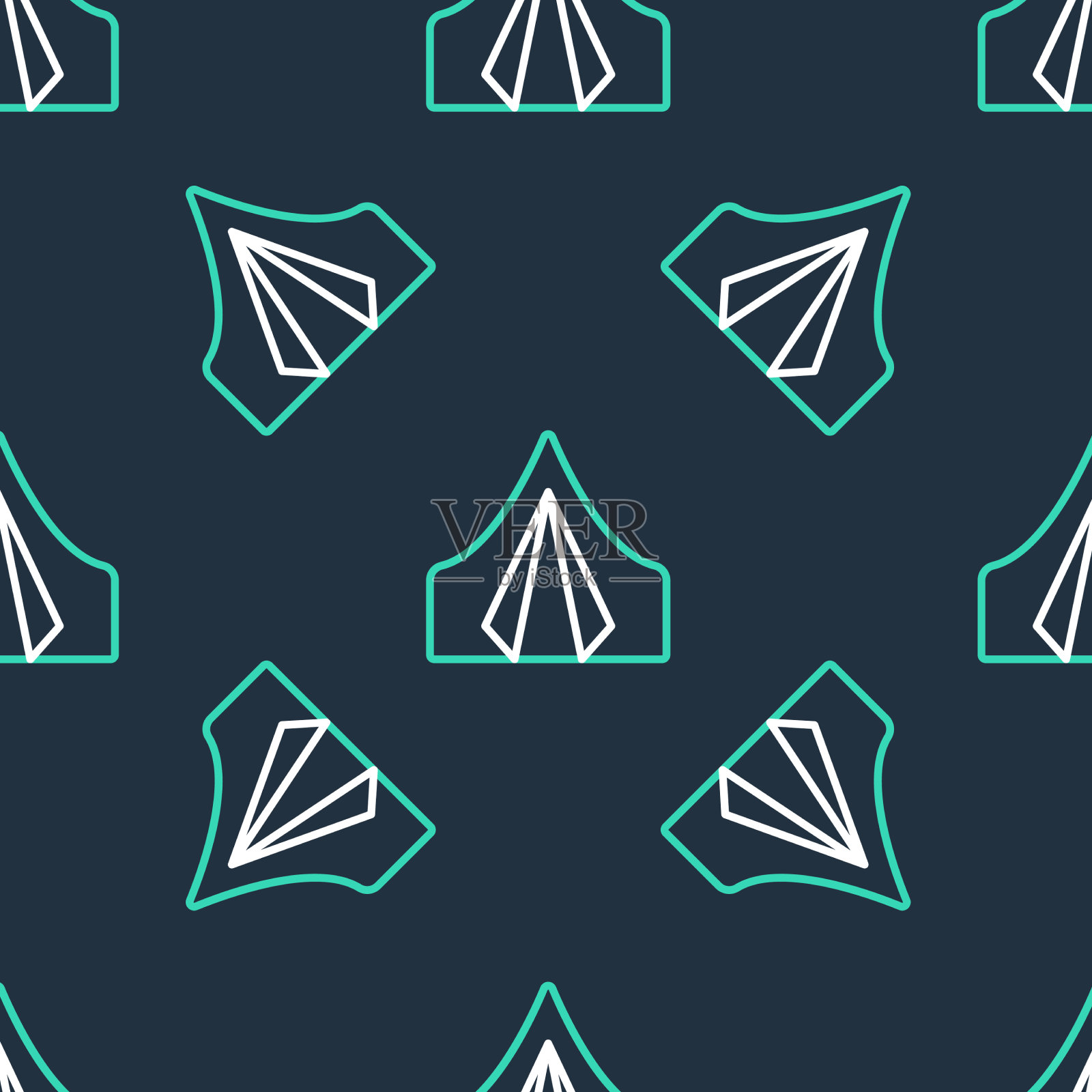 线路旅游帐篷图标隔离无缝模式插画图片素材