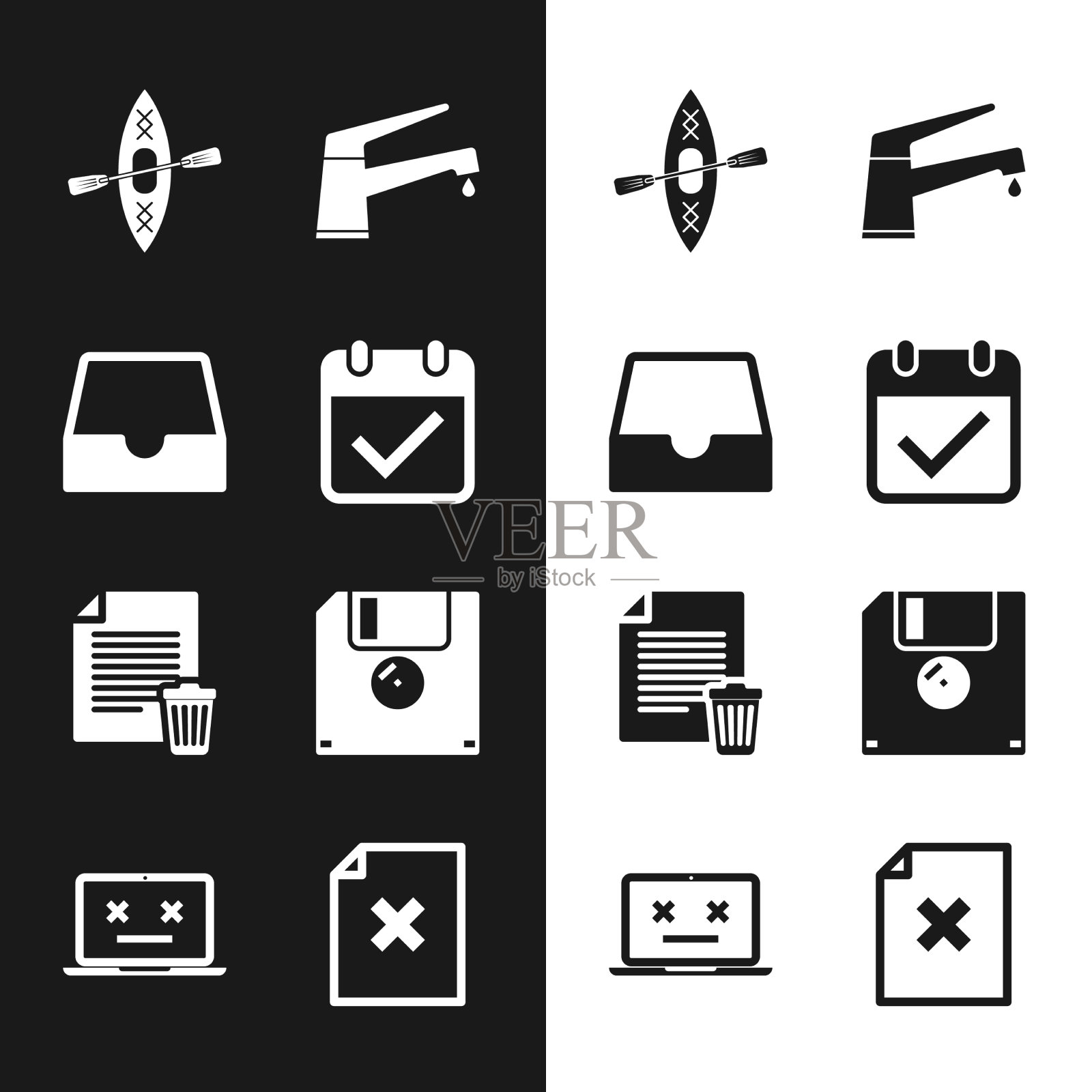 设置日历与检查标记社会媒体收件箱图标素材