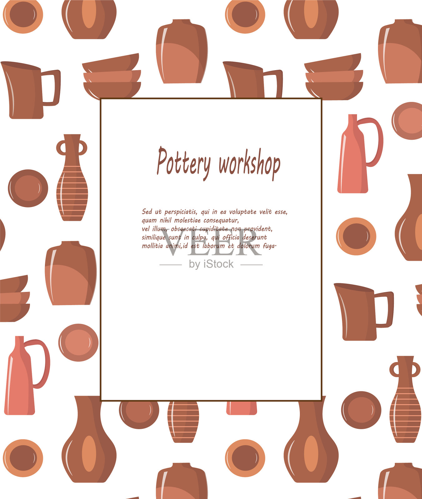 陶艺作坊的海报插画图片素材