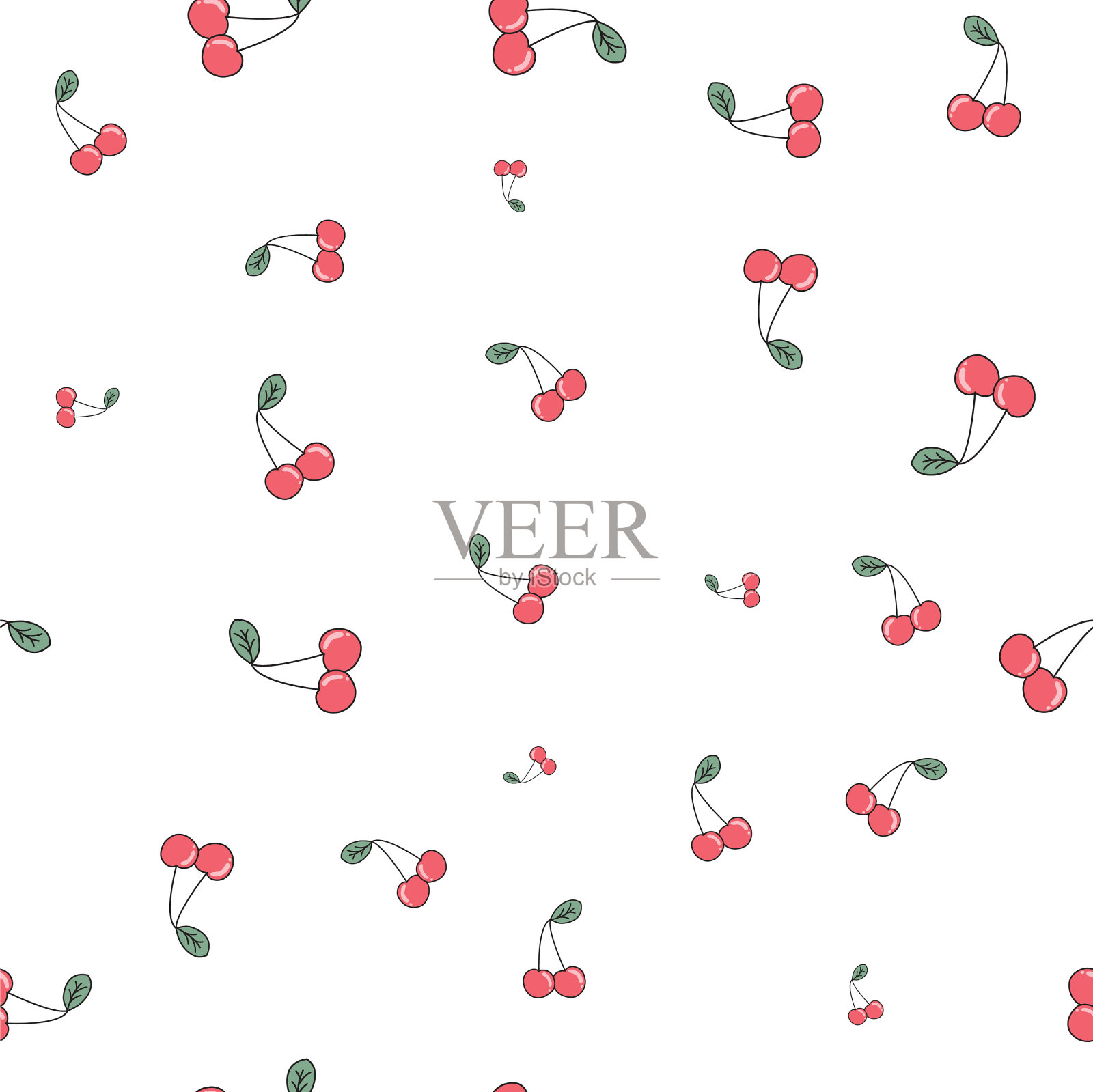 樱桃可爱的无缝模式背景的孩子插画图片素材