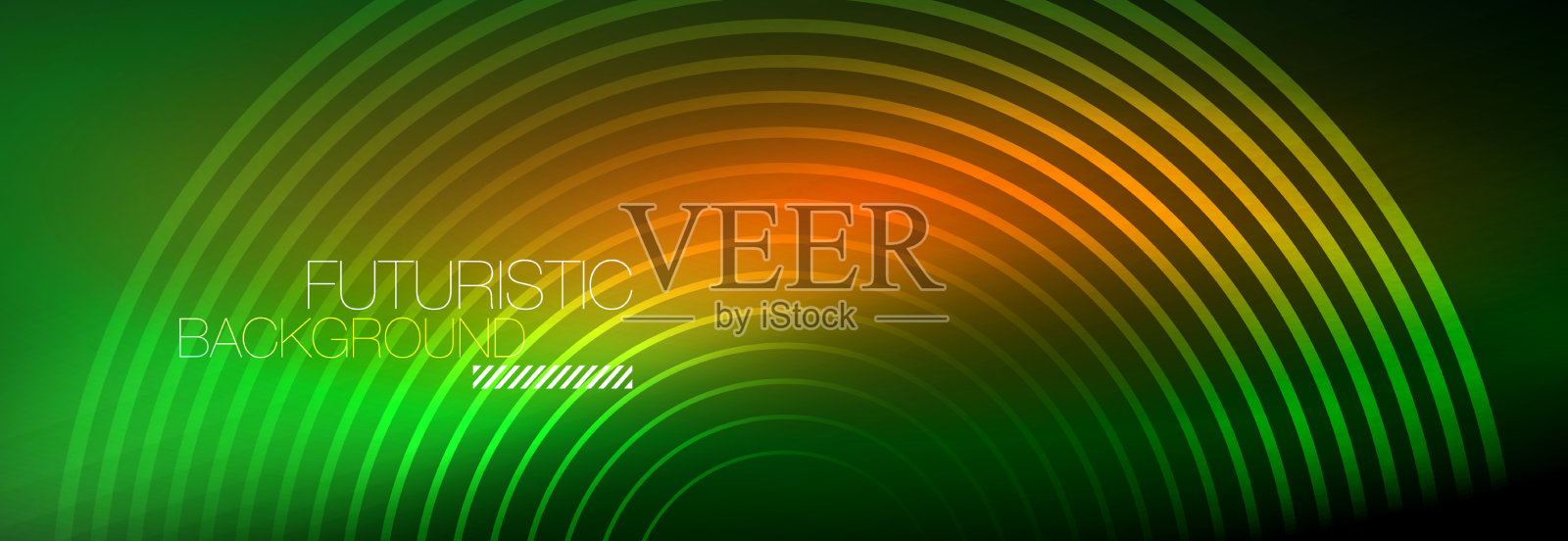 暗抽象背景与发光的霓虹灯圈插画图片素材