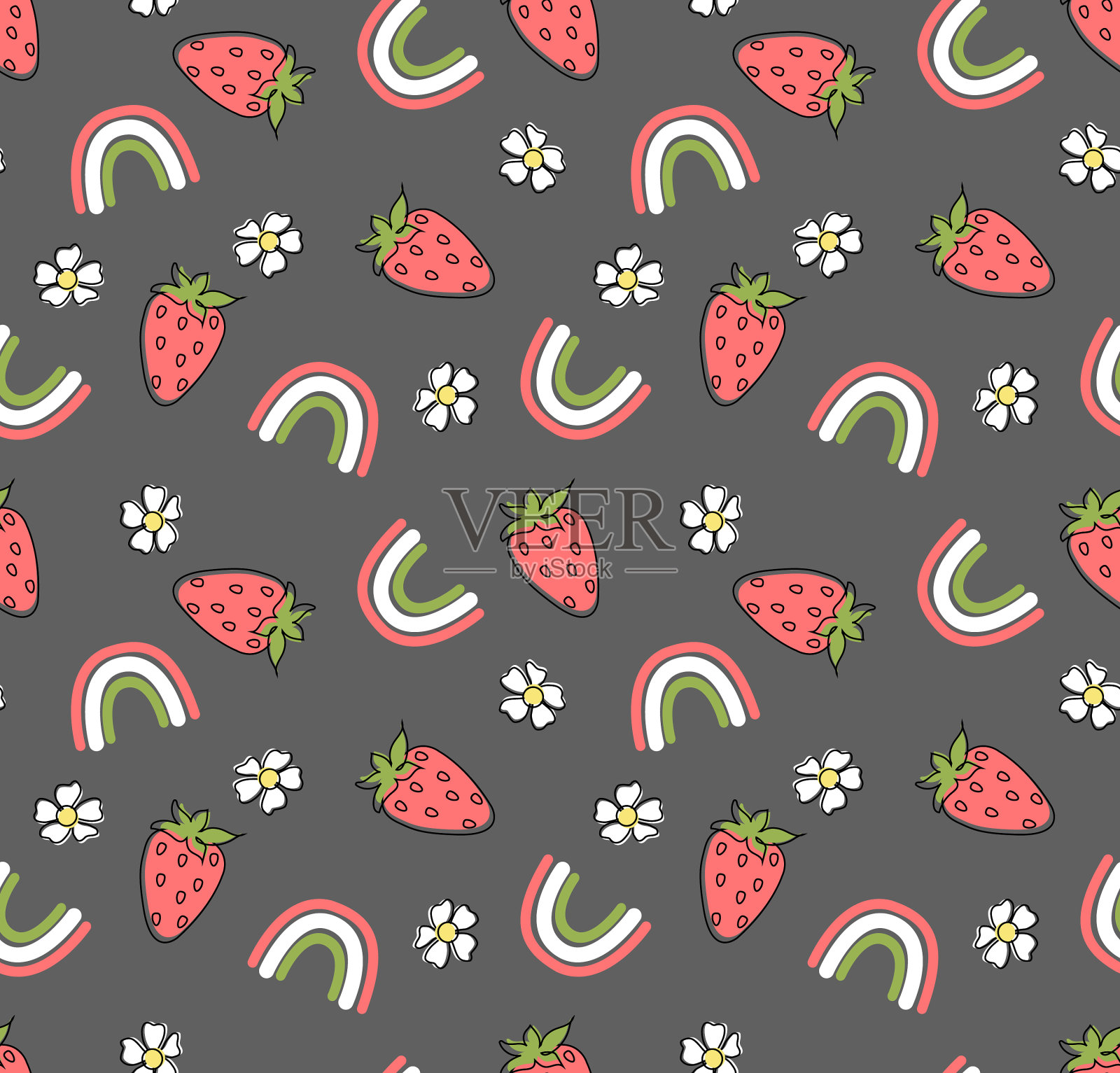 无缝的草莓图案插画图片素材