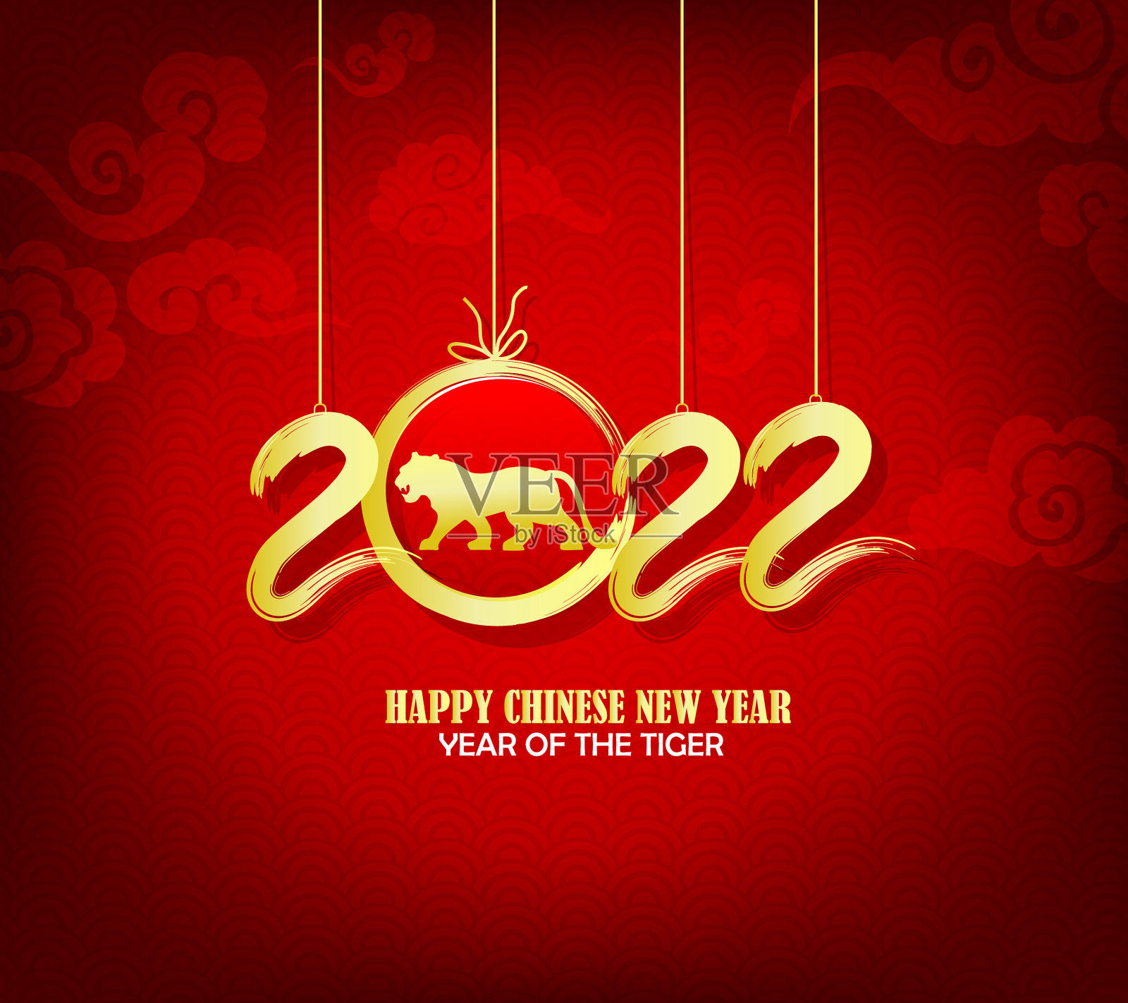 2022年春节，虎年红又红插画图片素材