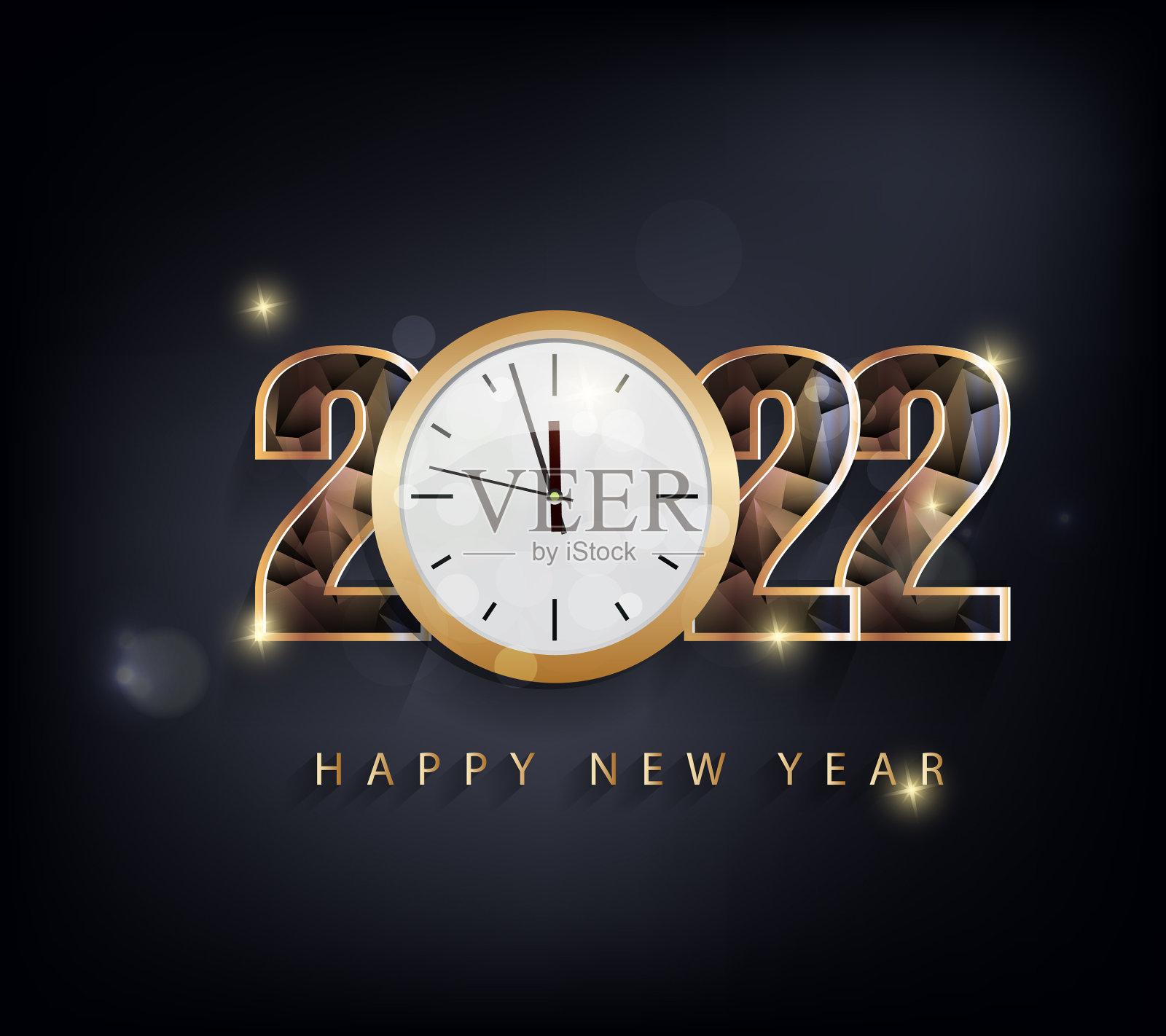 新年快乐2022背景金光闪闪插画图片素材