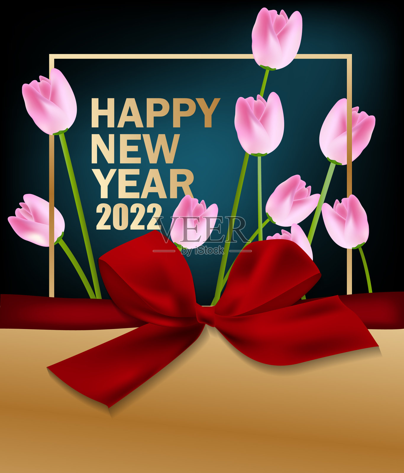 新年快乐2022背景金光闪闪插画图片素材